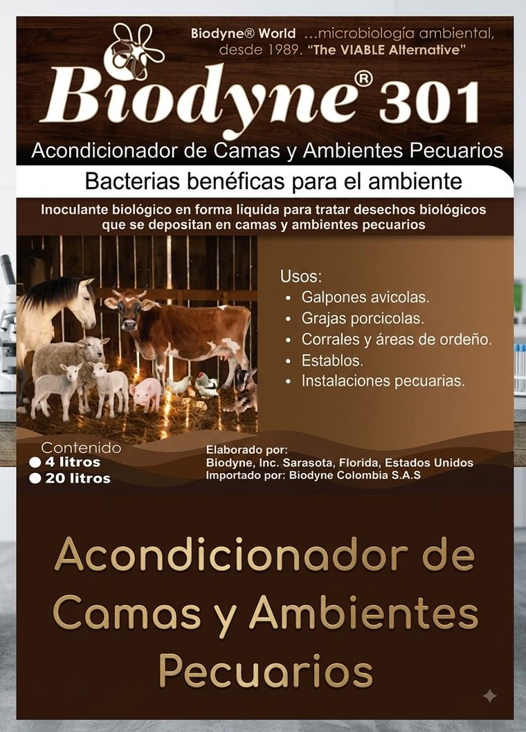 Ficha de producto Biodyne® 301 Acondicionador de Camas y Ambientes Pecuarios